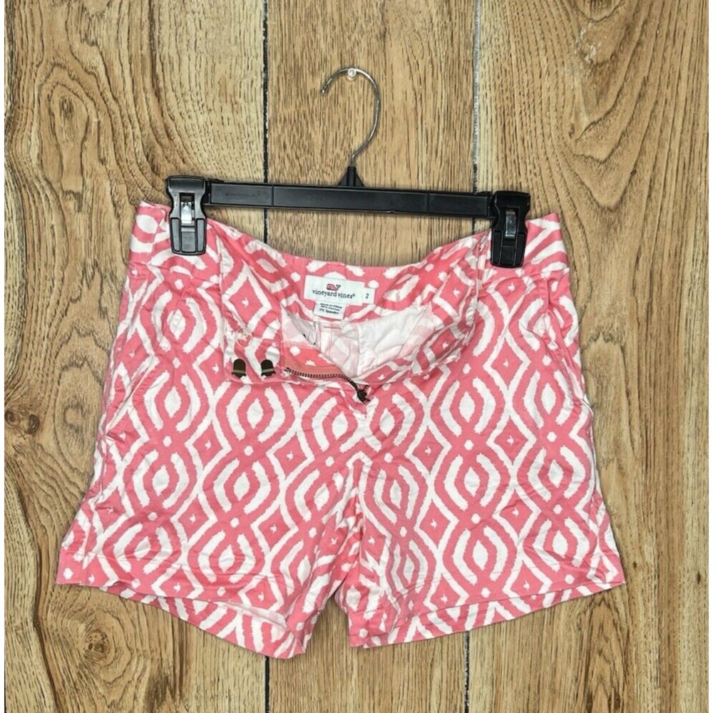 Vineyard Vines Dayboat SummerShorts Womens Size2 Pink Casual Pink&White Stretch‎
